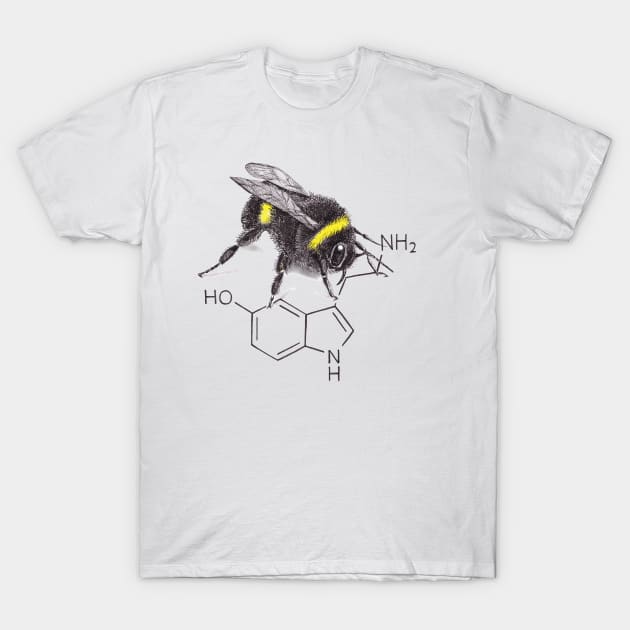 Bee Happy - Serotonin Hand Drawn Design T-Shirt by Squidoodle